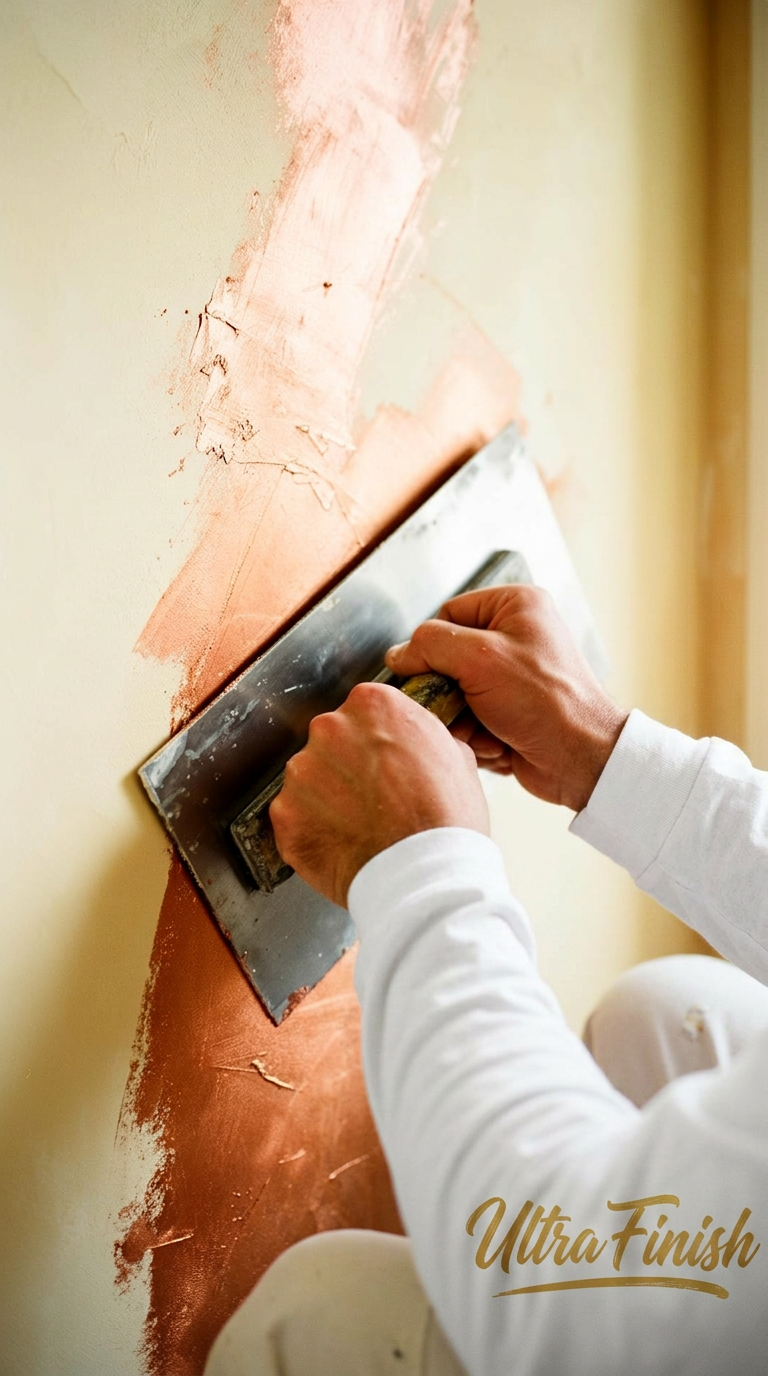 Ultra Finish artisan applying a refined wall finish
